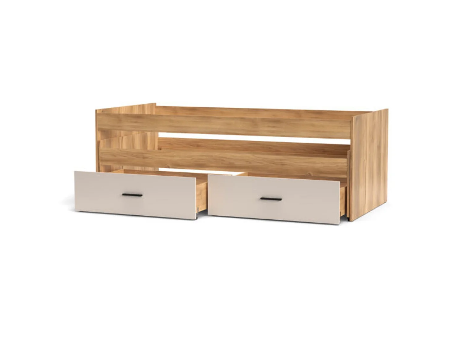 Cama Nido Juvenil Doble con Cajones Mauvella Beige – 202,6x98x72 cm – Cama Doble con Espacio para Dos Colchones y Almacenaje, Diseño Moderno y Resiste