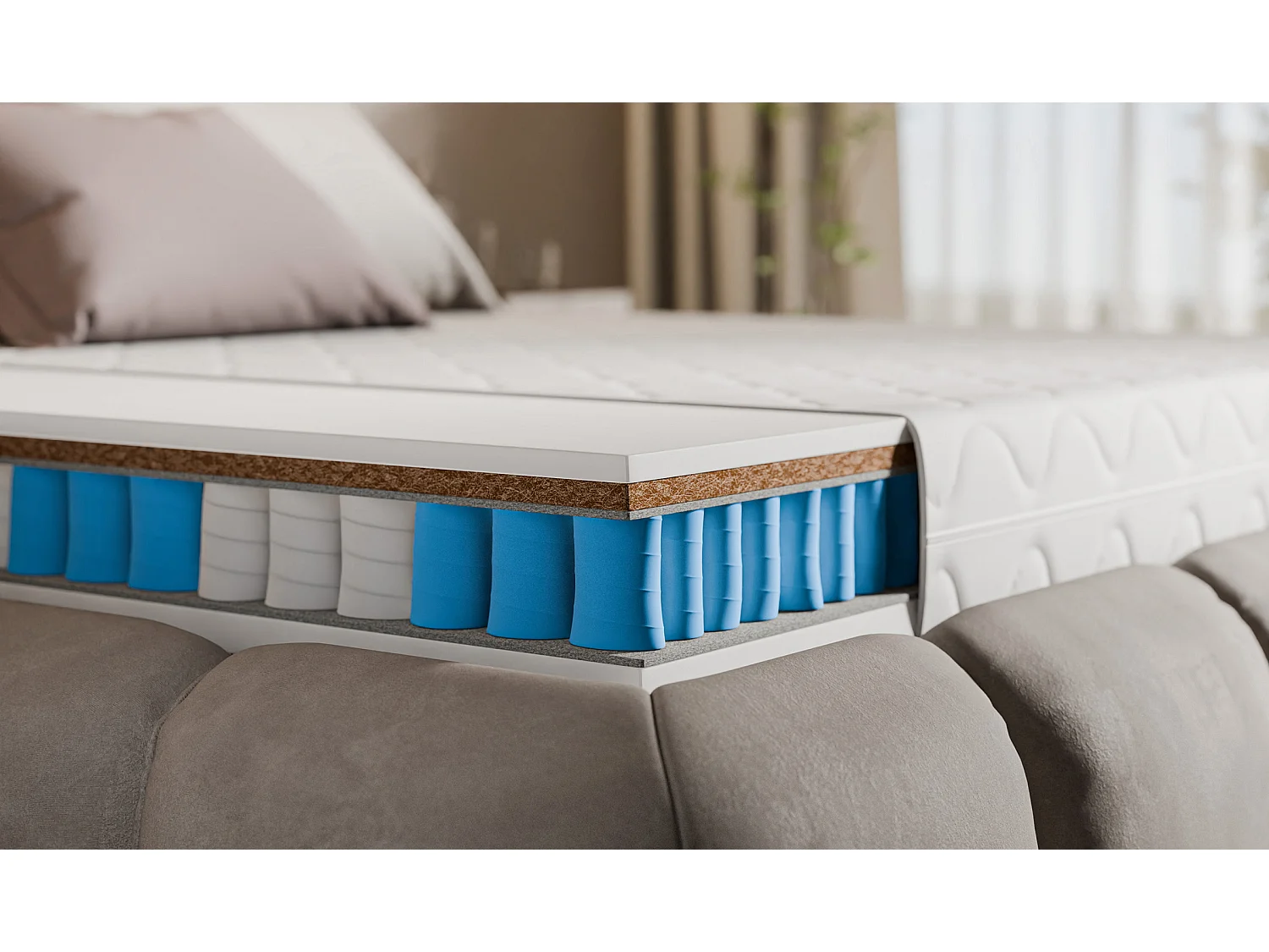 Matelas 80 x 200 à ressorts ensachés, mi-ferme, 16 cm, SUPER TINO, réversible H3