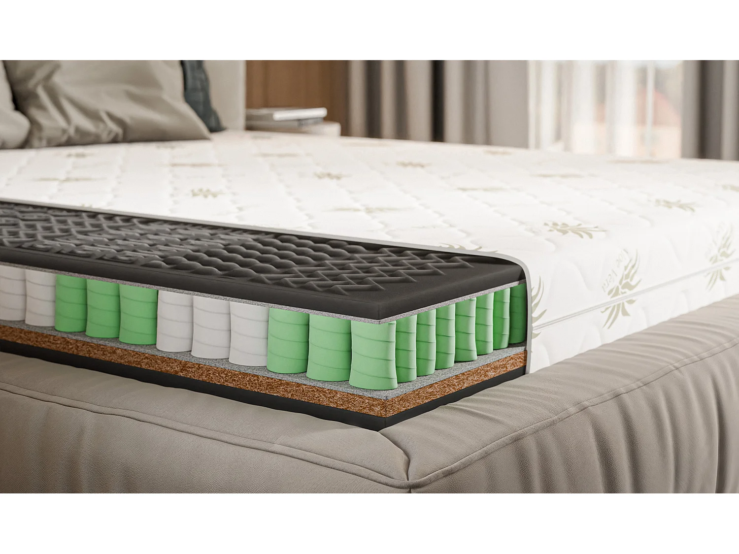 Matelas 120x200 Premium Black 24 cm avec couche de massage, housse amovible Aloe Vera