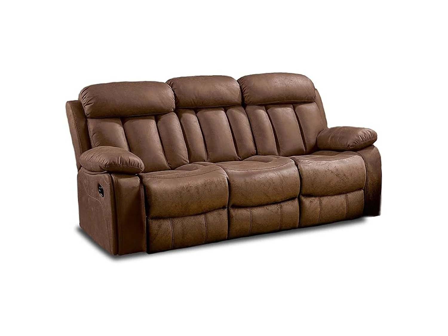 Sofá Relax Manual 3 Plazas  – Confort y Diseño Moderno con Respaldo y Reposapiés Reclinables – Color Chocolate