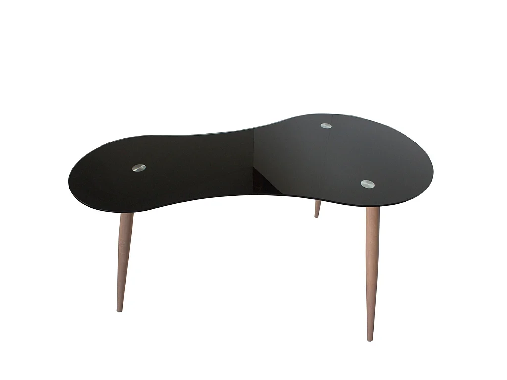 Mesa de Escritorio Negra con Tapa de Cristal Templado y Patas en Acero Efecto Madera – 140x70x74 cm – Diseño Moderno y Elegante