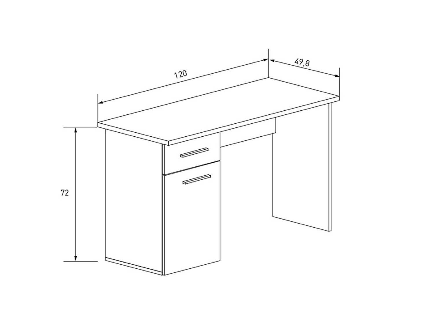 Mesa de Estudio con Cajón y Puerta – Escritorio Moderno en Color Mauvella, 120x72x49,5 cm, Melamina Resistente, Diseño Funcional para Oficina o Dormit