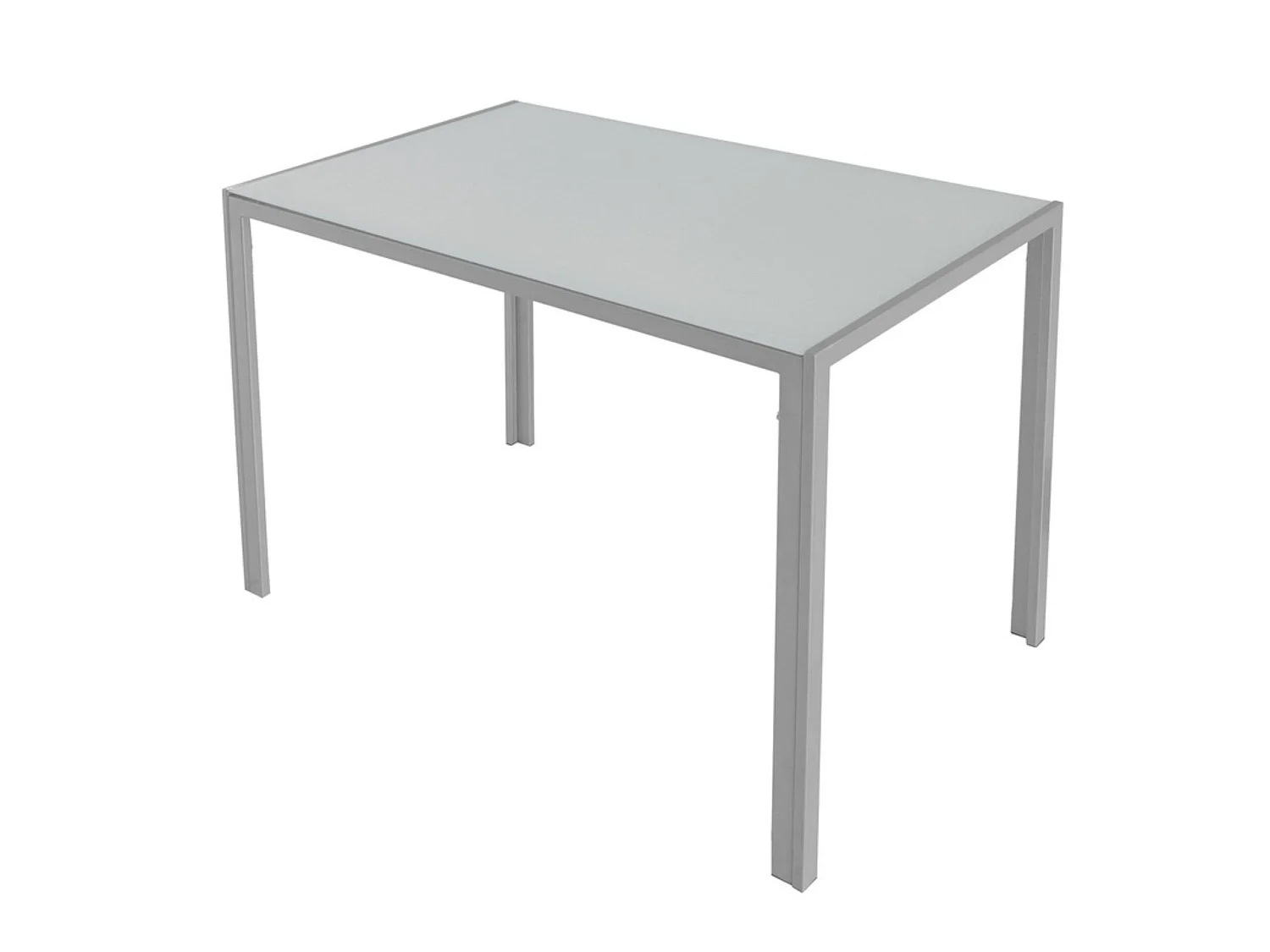 Mesa de Cocina Blanca con Tapa de Cristal y Patas Metálicas – 105x60x75 cm – Diseño Moderno y Compacto en Acero Gris Plata