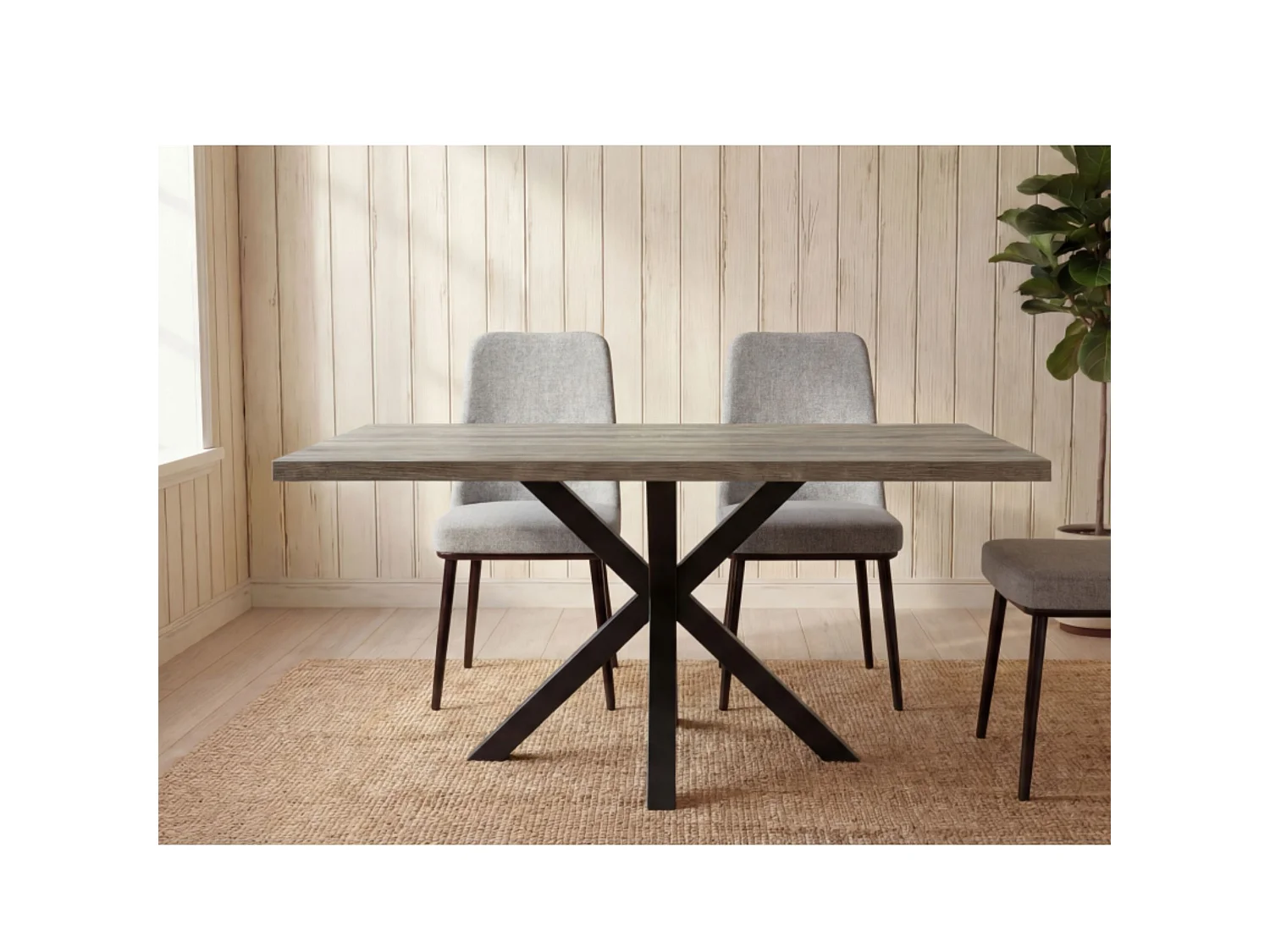 Mesa de Comedor Rectangular en Roble con Patas Metálicas Negras – 140x80x75 cm – Diseño Moderno y Funcional en Melamina de 30 mm