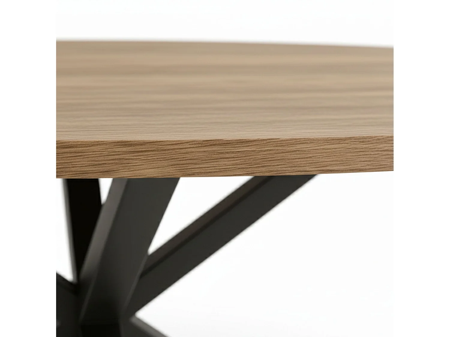 Mesa de Comedor Ovalada en Roble con Patas Metálicas Negras – 140x80x75 cm – Diseño Moderno e Industrial en Melamina de 30 mm