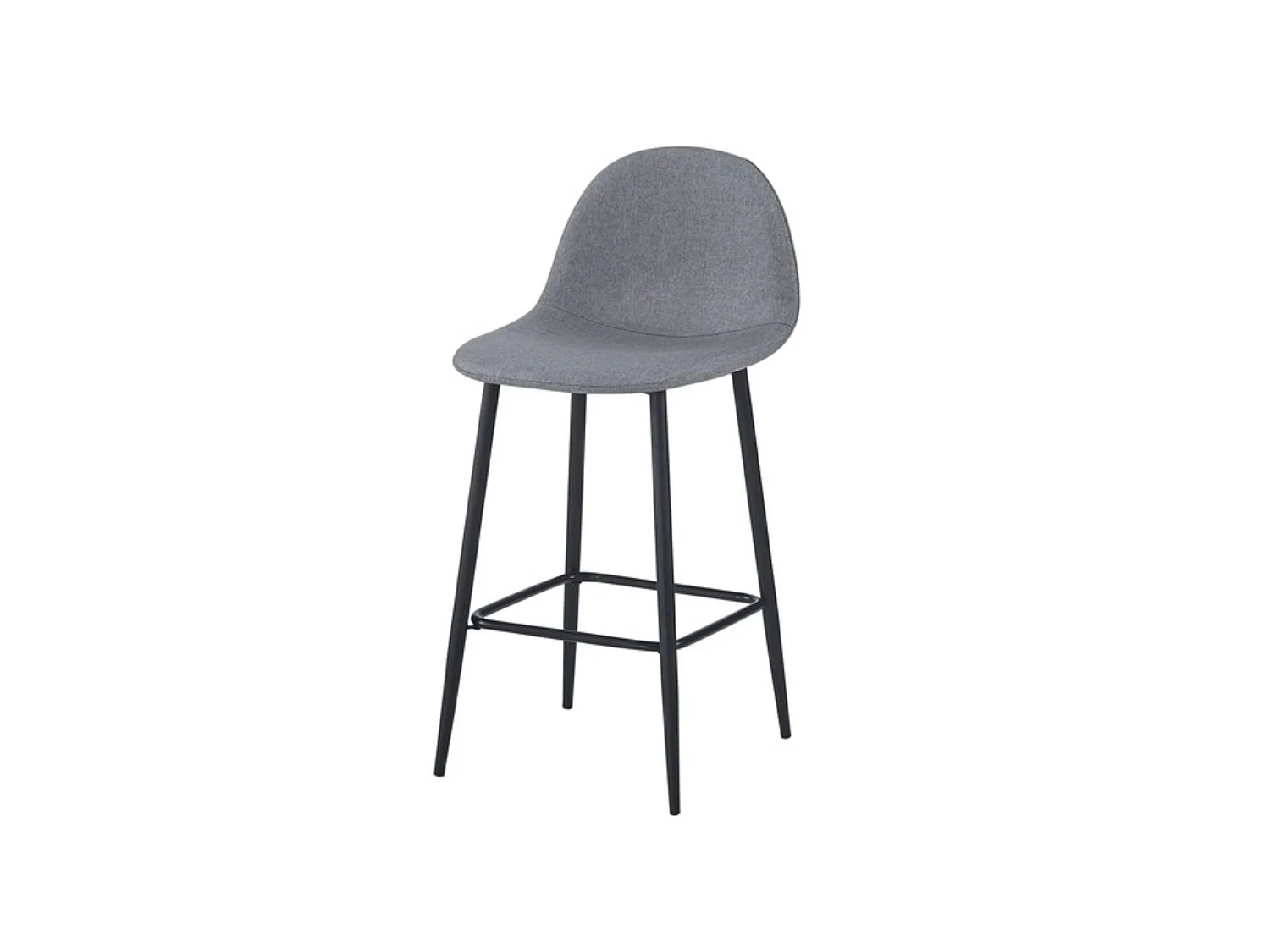 Pack 2 taburetes altos tapizados gris acero con patas metálicas negras – diseño moderno y cómodo de 65 cm para barra o cocina