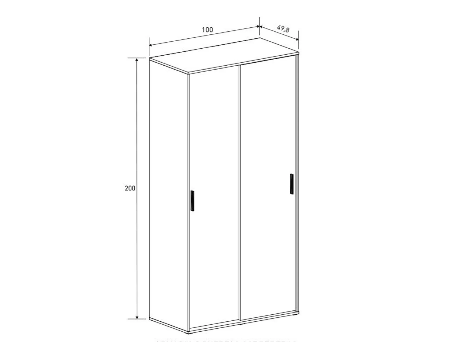 Armario Ropero con 2 Puertas Correderas Mauvella Beige – 200x100x50 cm – Mueble Auxiliar de Dormitorio Moderno con Baldas y Barra para Colgar