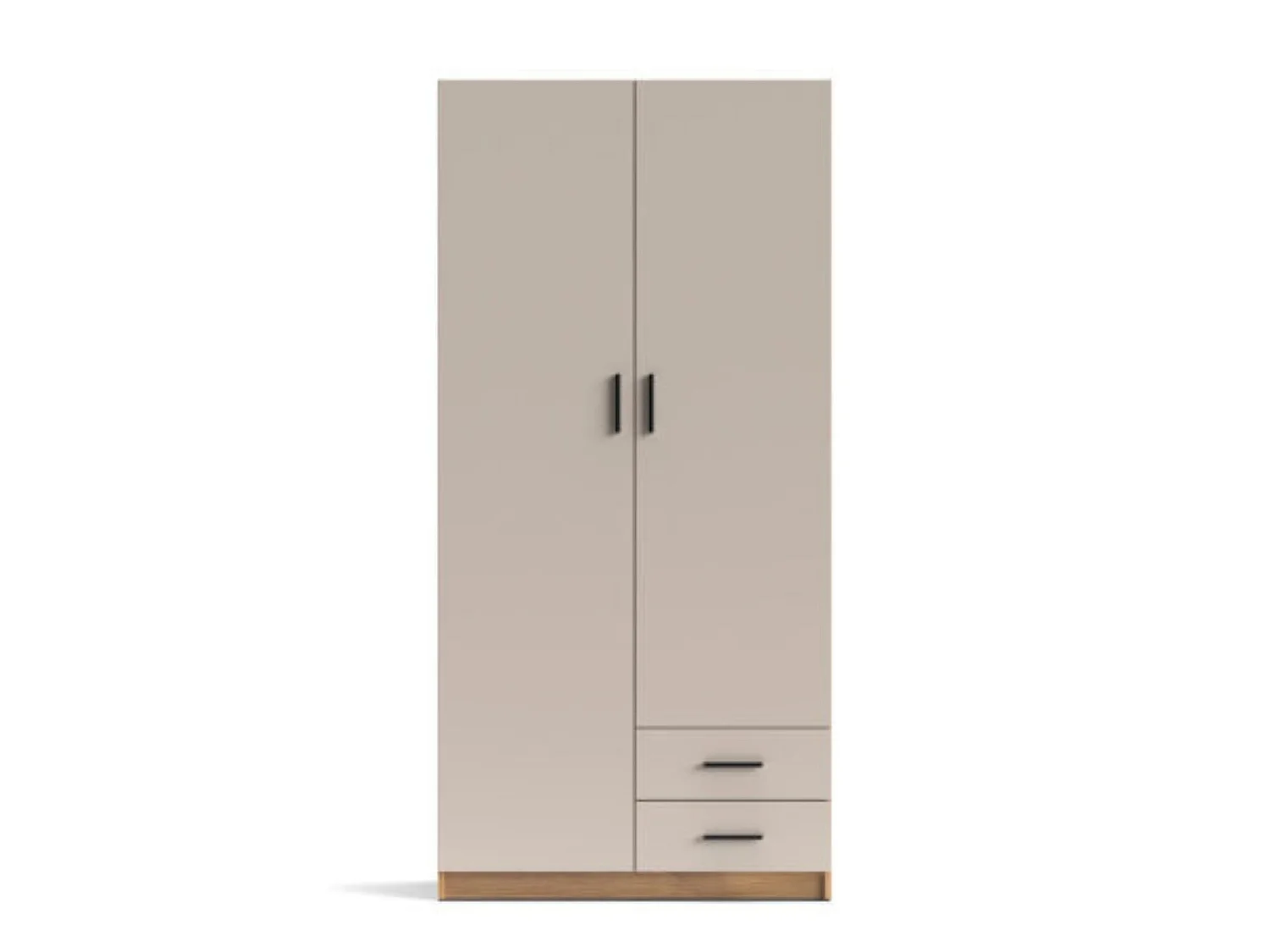 Armario 2 Puertas y 2 Cajones Mauvella Beige – 208,6x100x51,6 cm – Mueble de Melamina con Barra para Colgar y 6 Estantes – Diseño Moderno con Tiradore