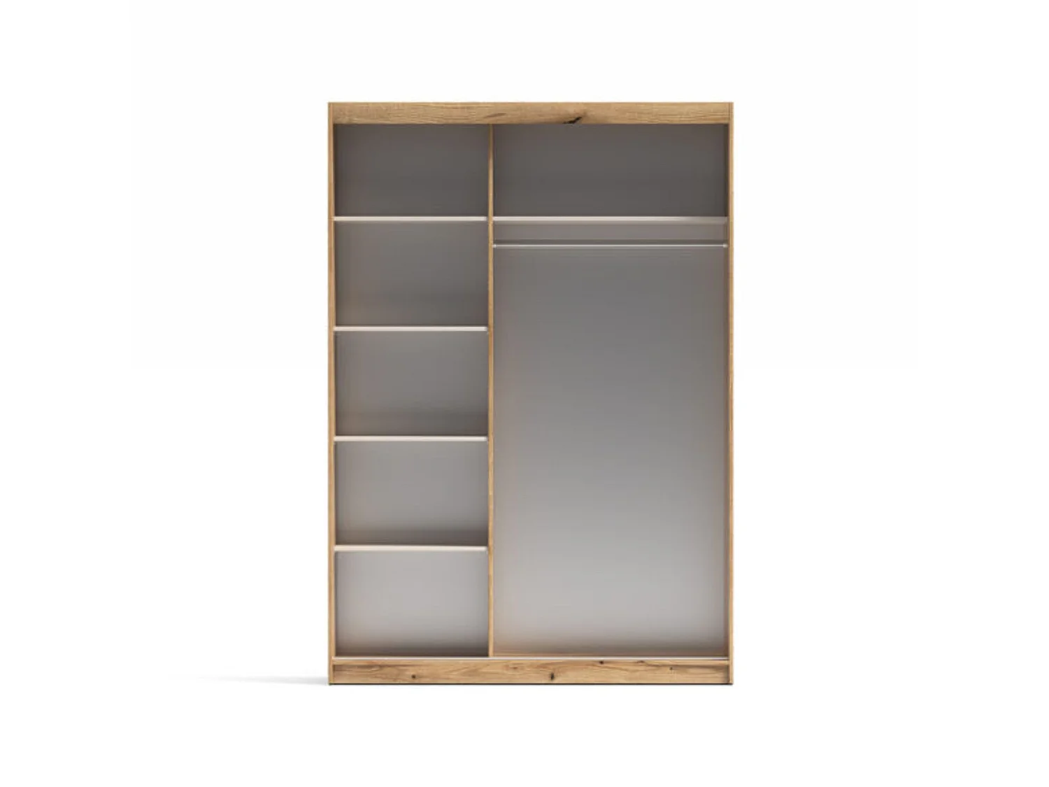 Armario de 2 Puertas Correderas con Espejo de Cuerpo Entero, Gran Capacidad (216 x 150 x 62 cm), Incluye 5 Estantes y Barra de Colgar