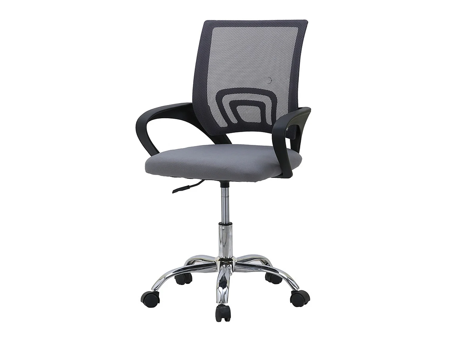 Silla de Oficina con Altura Regulable, Asiento Tapizado en Tela, Respaldo de Malla, Base y Patas Cromadas, Color Gris - Negro, 81–90 x 52 x 59 cm