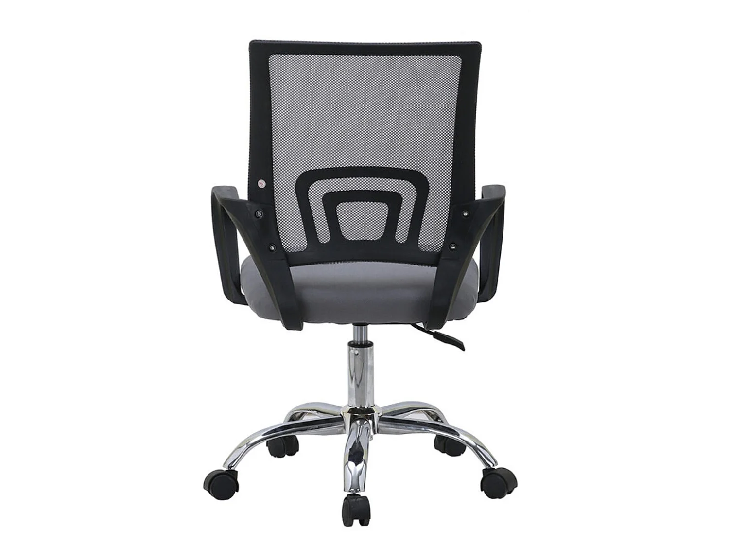 Silla de Oficina con Altura Regulable, Asiento Tapizado en Tela, Respaldo de Malla, Base y Patas Cromadas, Color Gris - Negro, 81–90 x 52 x 59 cm