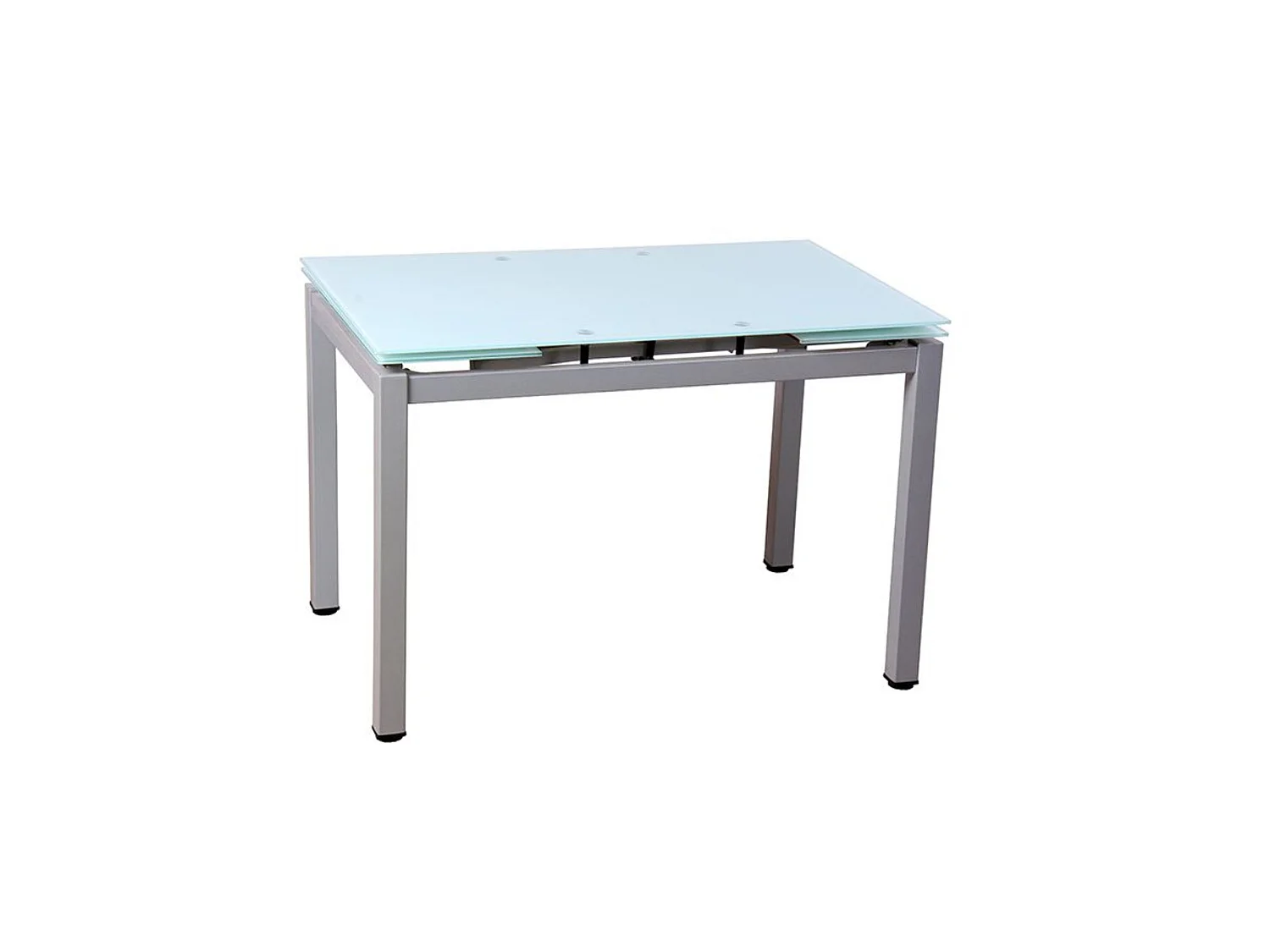 Mesa de Cocina Extensible de Cristal y Metal – Mesa Moderna para 4 a 6 Comensales, Color Gris - Blanco, 100 a 170 cm