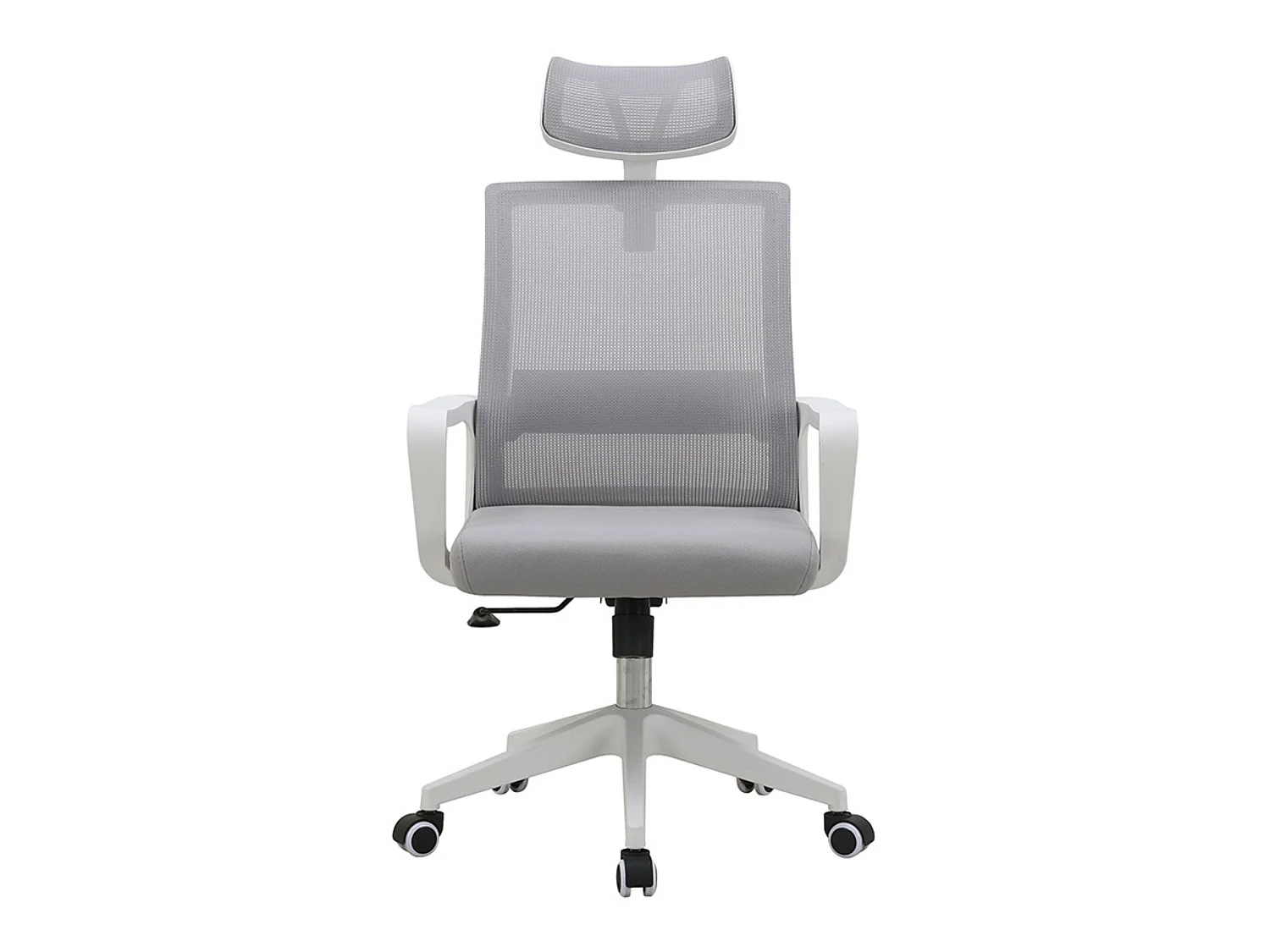 Silla de Oficina Ergonómica con Altura Regulable, Asiento Tapizado en Tela, Respaldo y Reposacabezas de Malla, Estructura y Ruedas de Nylon, Color Bla
