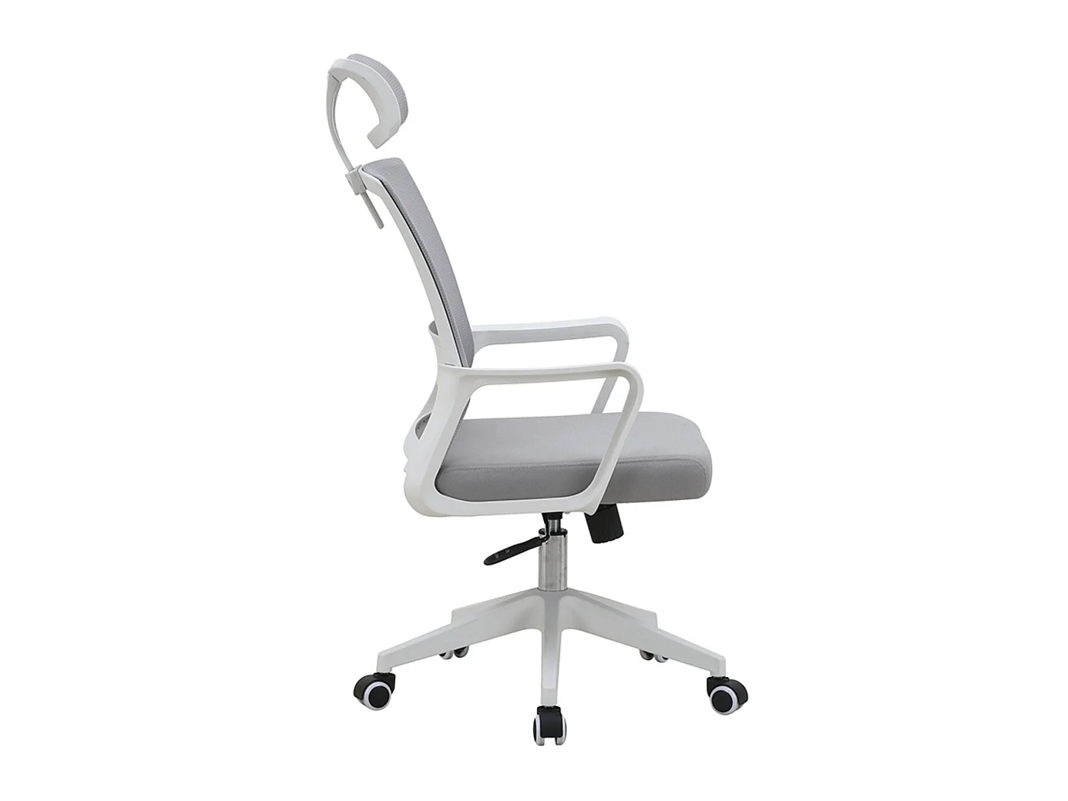 Silla de Oficina Ergonómica con Altura Regulable, Asiento Tapizado en Tela, Respaldo y Reposacabezas de Malla, Estructura y Ruedas de Nylon, Color Bla