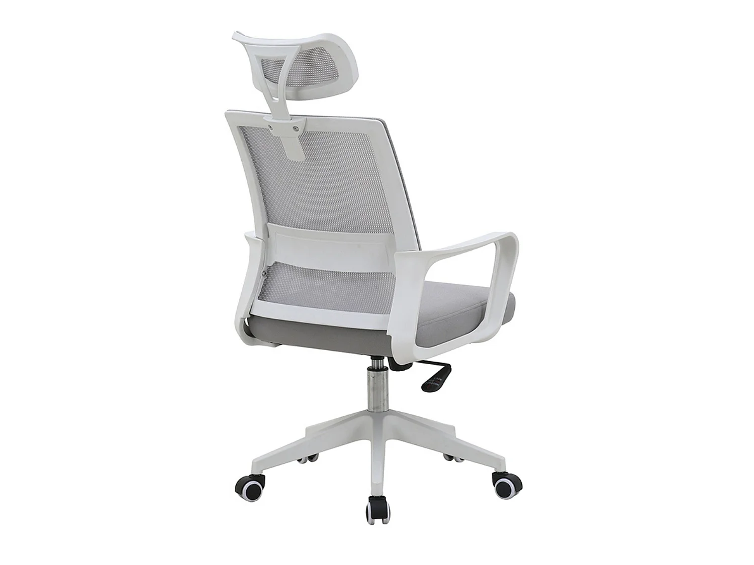 Silla de Oficina Ergonómica con Altura Regulable, Asiento Tapizado en Tela, Respaldo y Reposacabezas de Malla, Estructura y Ruedas de Nylon, Color Bla
