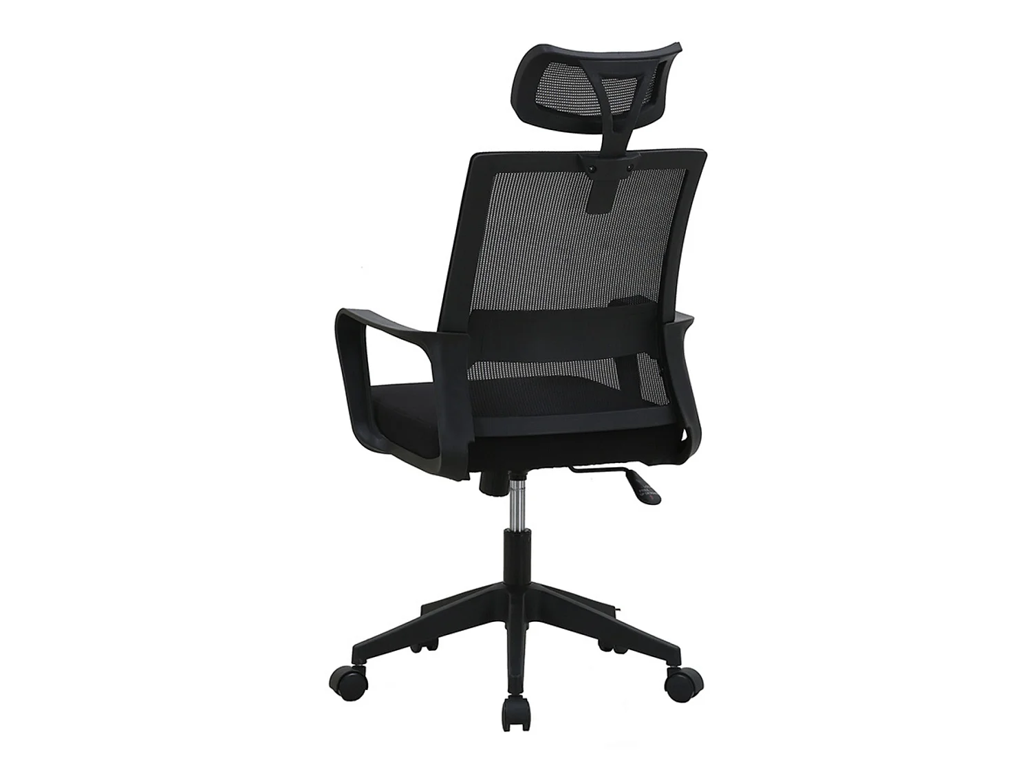 Silla de Oficina Ergonómica con Altura Regulable, Asiento Tapizado en Tela, Respaldo y Reposacabezas de Malla, Estructura y Ruedas de Nylon, Negro, 11