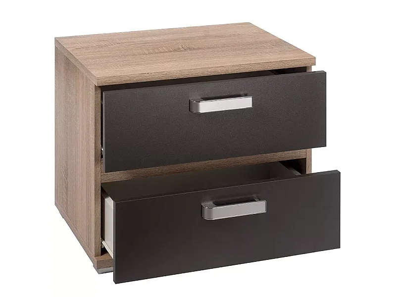 Dormitorio de Matrimonio Completo – Cabecero con Luces LED, 2 Mesitas de Noche y Sinfonier de 5 Cajones – Diseño Moderno en Madera y Metal.