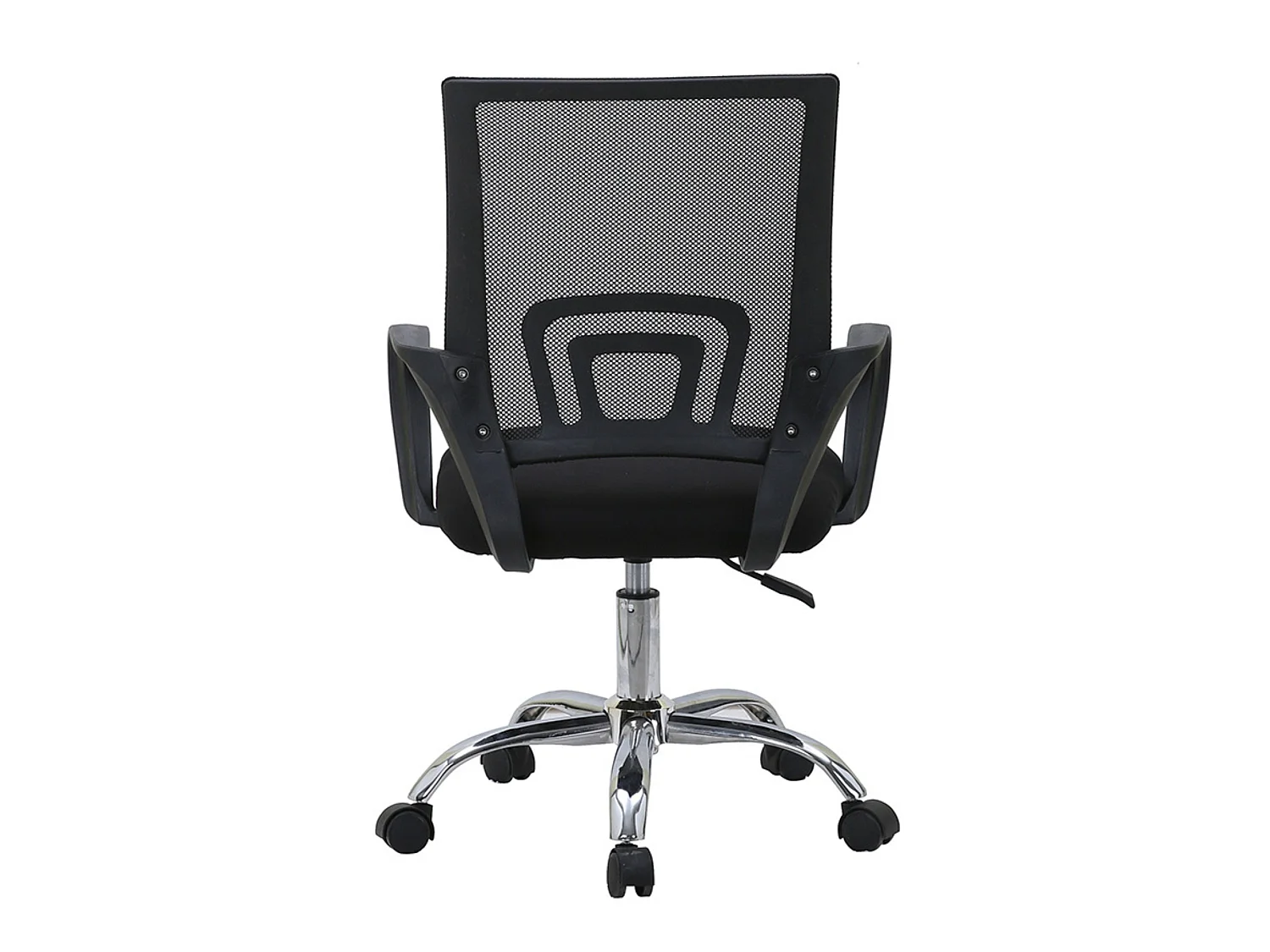 Silla de Oficina con Altura Regulable, Asiento Tapizado en Tela, Respaldo de Malla, Base y Patas Cromadas, Color Negro, 81–90 x 52 x 59 cm