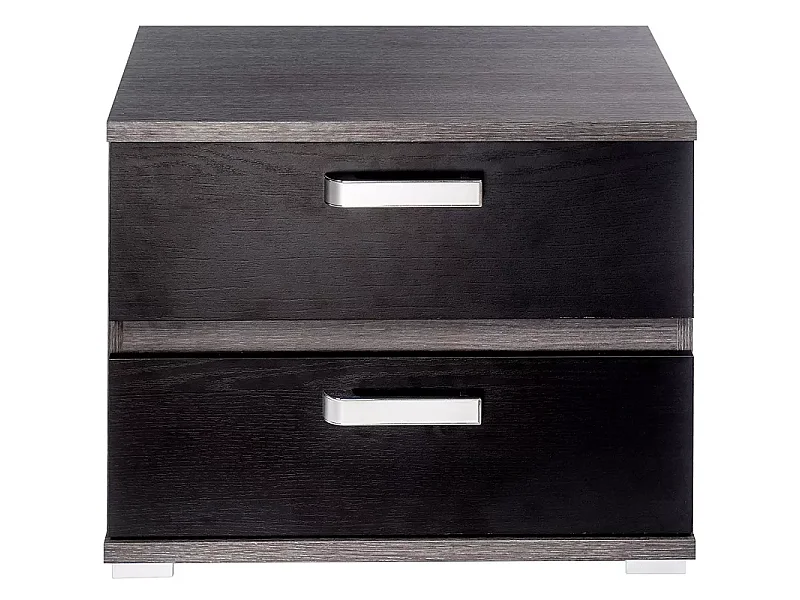 Dormitorio de Matrimonio Completo – Cabecero Negro 259 cm, 2 Mesitas de Noche y Sinfonier 5 Cajones color ceniza-negro  – Diseño Moderno en Melamina.