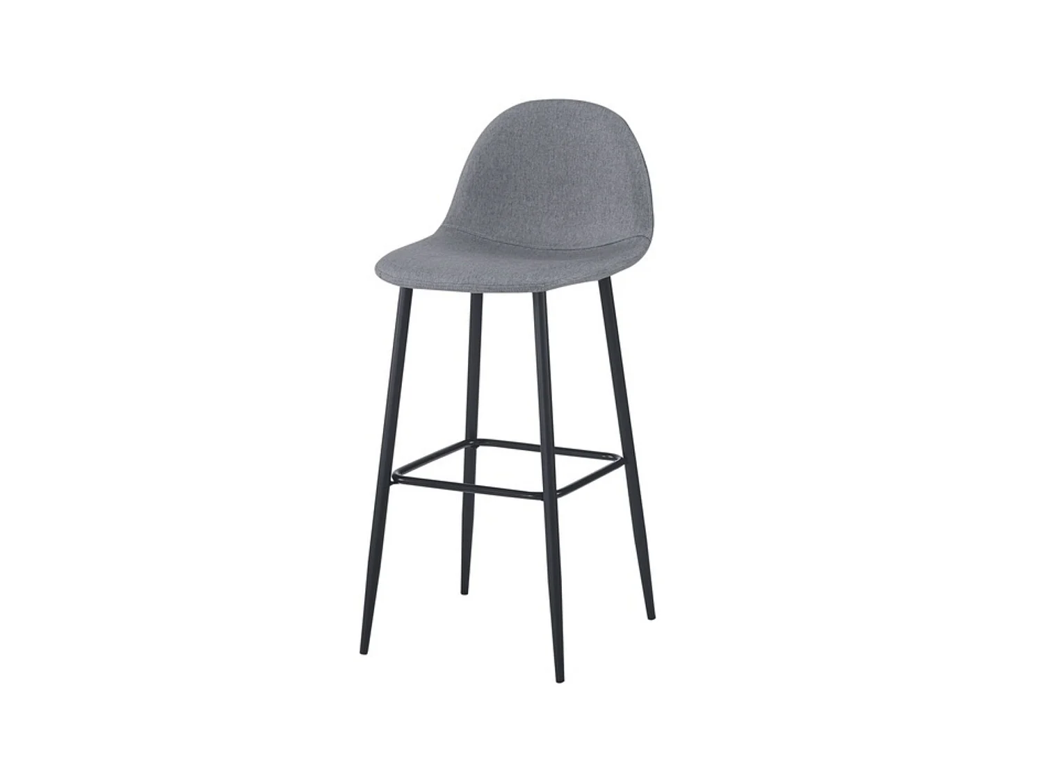 Pack 2 taburetes altos tapizados gris acero de 76 cm con patas metálicas negras – diseño moderno y cómodo para barra o cocina