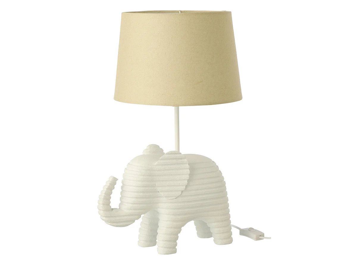 Lampe à Poser en Résine "Éléphant" 48cm Blanc