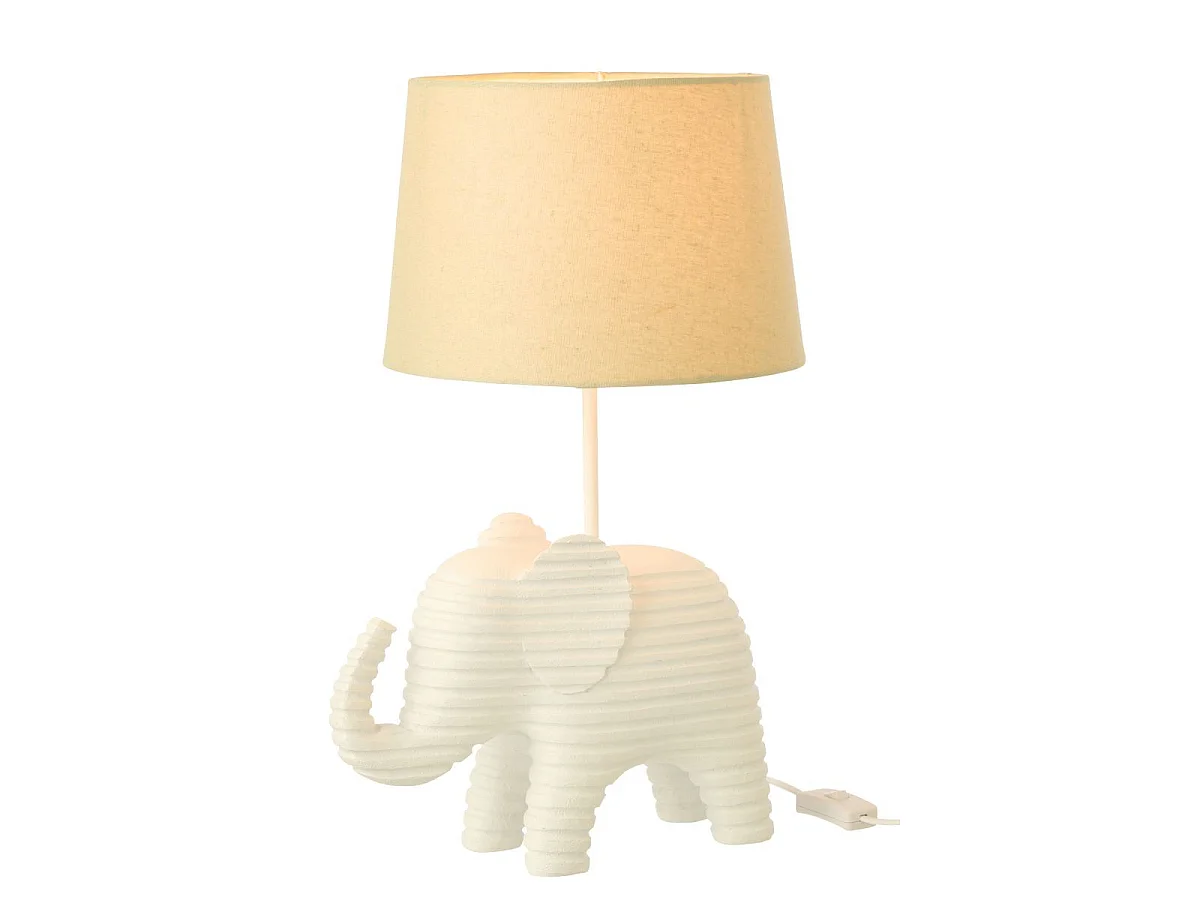 Lampe à Poser en Résine "Éléphant" 48cm Blanc