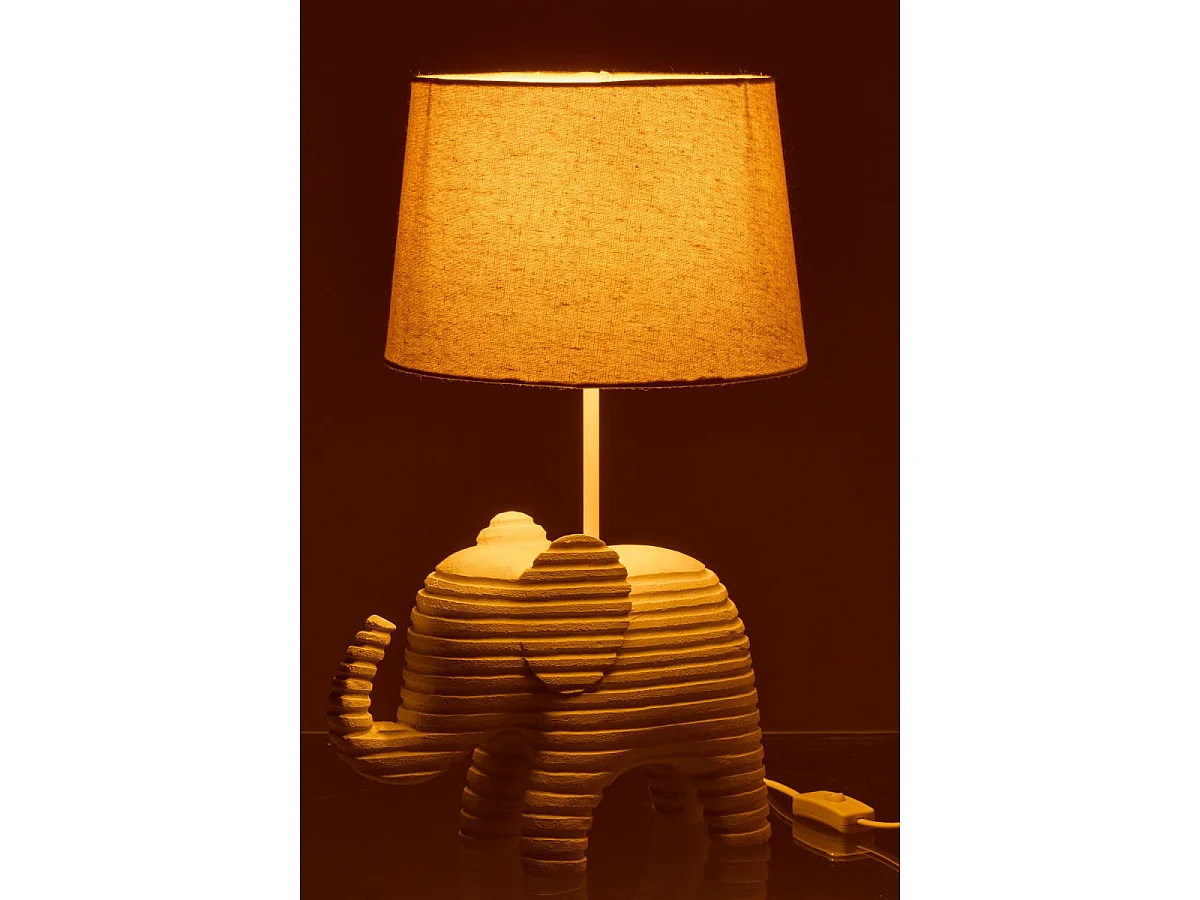 Lampe à Poser en Résine "Éléphant" 48cm Blanc