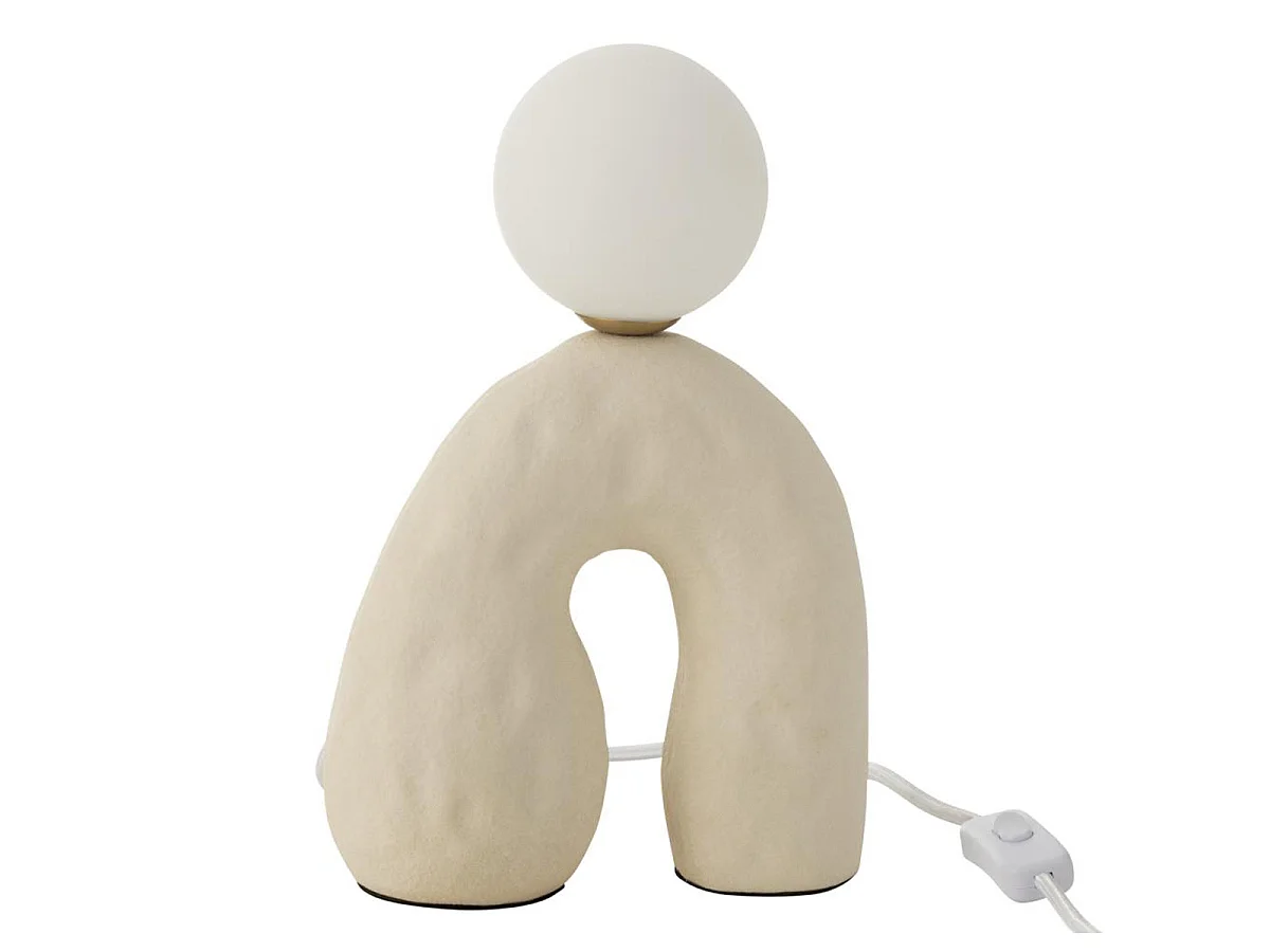 Lampe à Poser sur Pied Design "Pierre" 30cm Beige