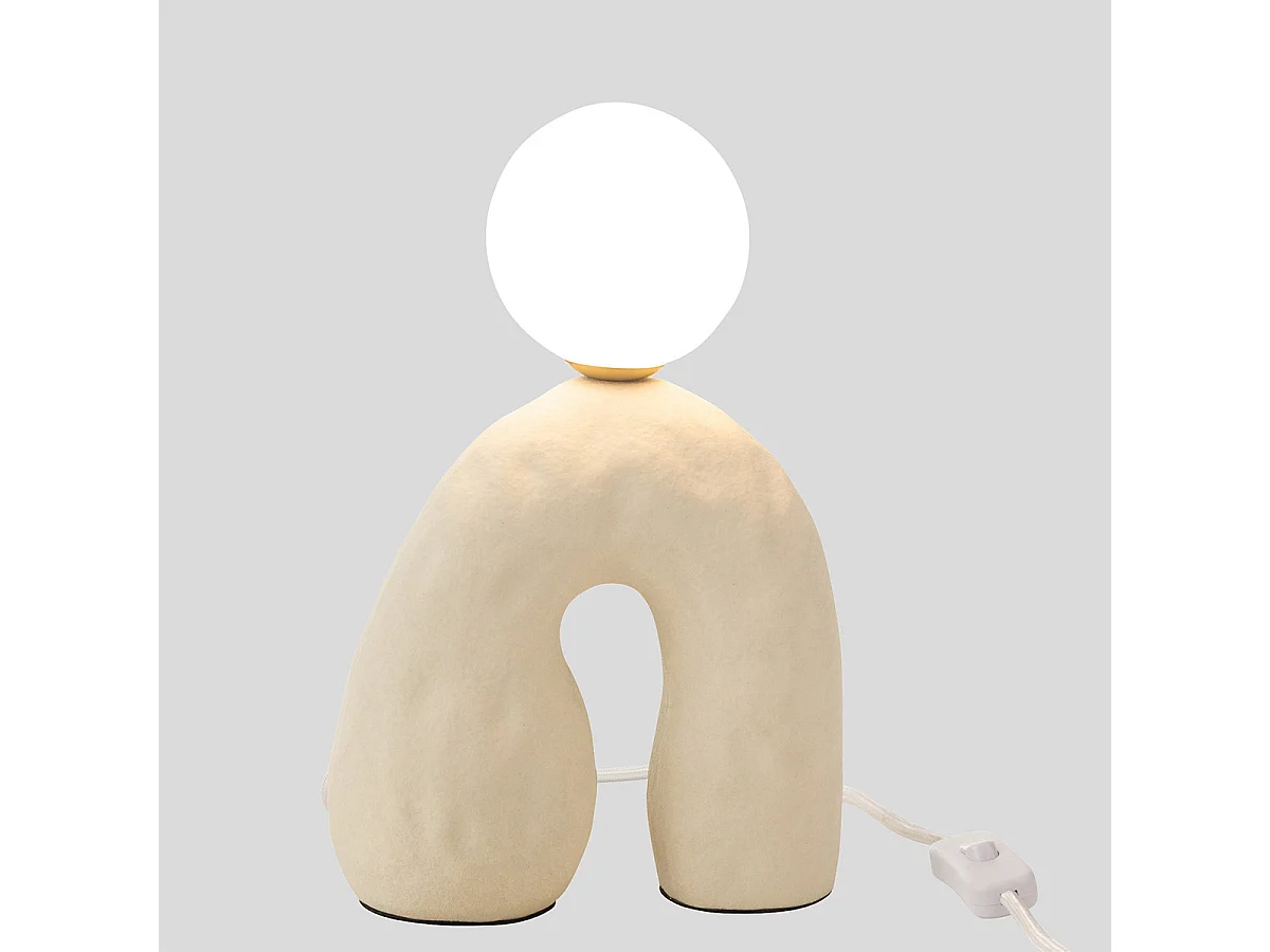Lampe à Poser sur Pied Design "Pierre" 30cm Beige