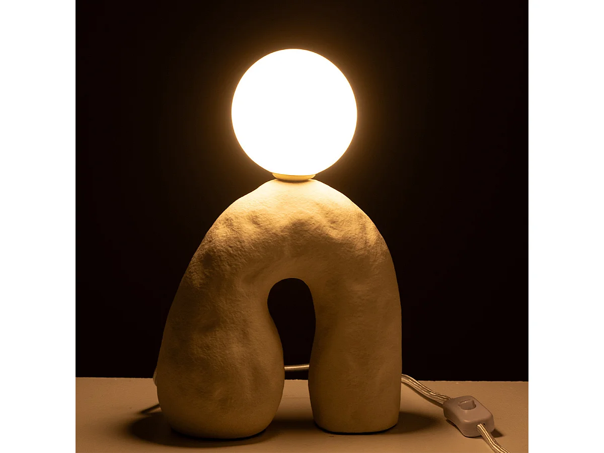 Lampe à Poser sur Pied Design "Pierre" 30cm Beige