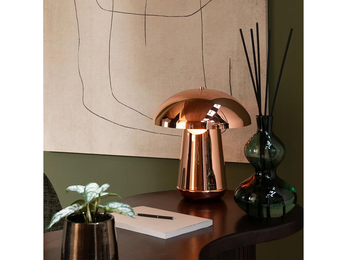 Lampe à Poser Design en Métal "Champignon" 43cm Cuivre