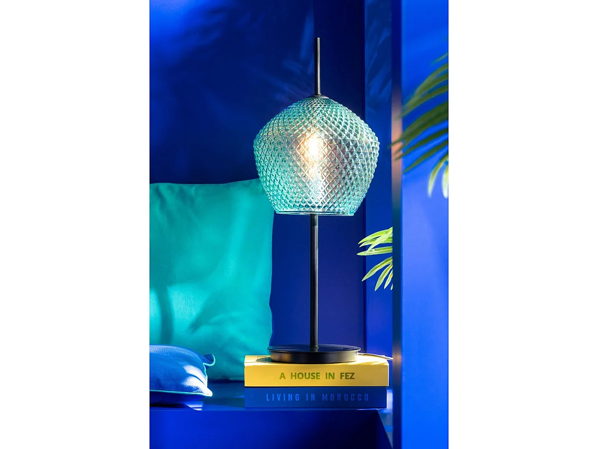 Lampe à Poser en Verre Design "Jenna" 60cm Bleu