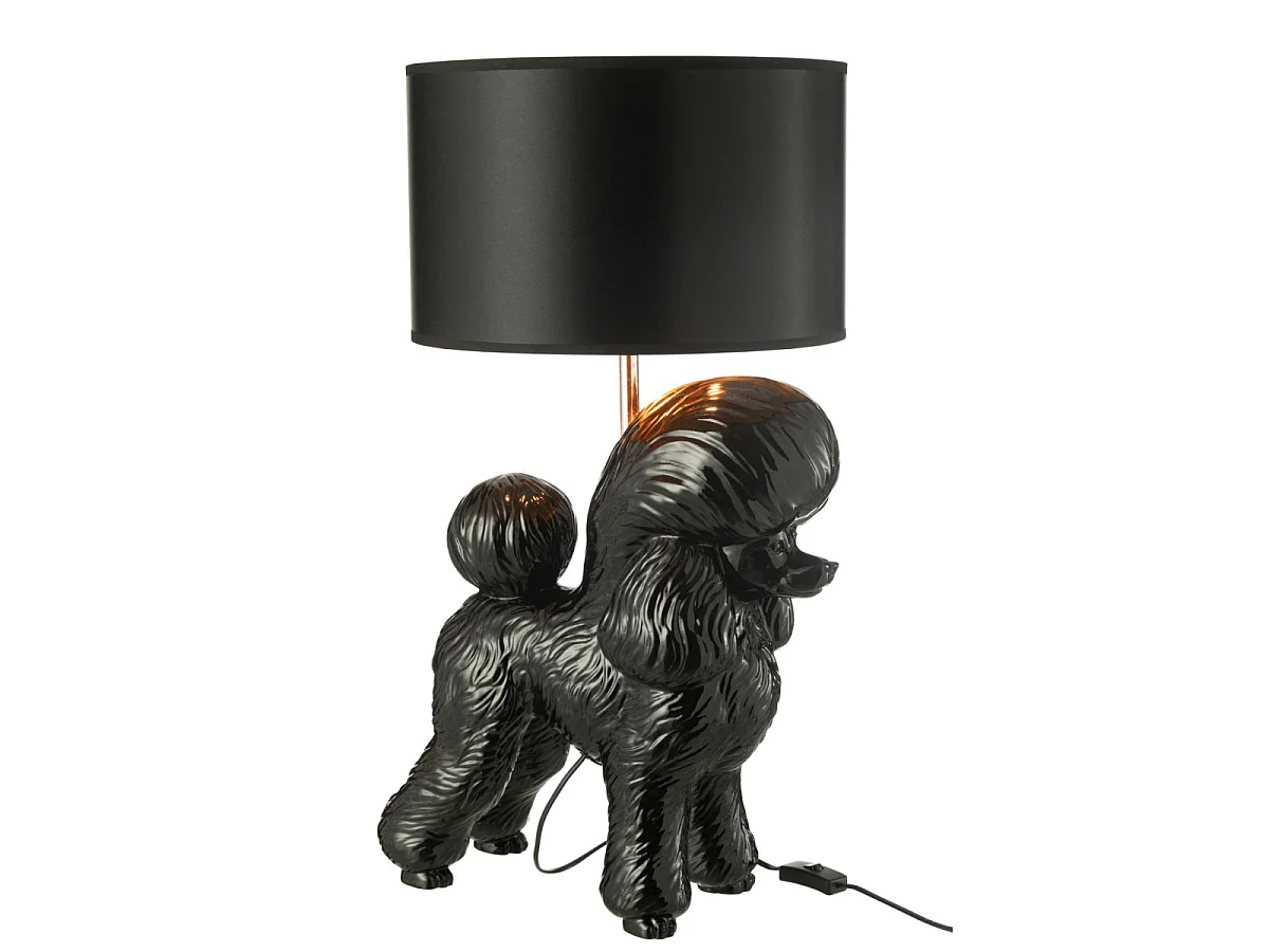 Lampe à Poser Déco "Caniche" 74cm Noir