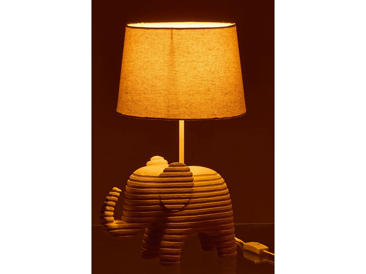 Lampe à Poser en Résine "Éléphant" 48cm Beige
