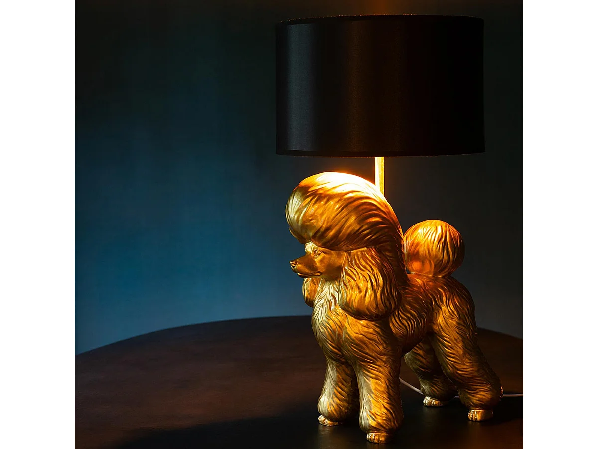 Lampe à Poser Déco "Caniche" 74cm Or