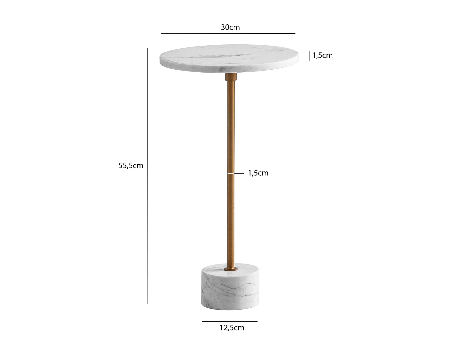 Beistelltisch Echter Marmor Metall 30x30x55,5 cm
