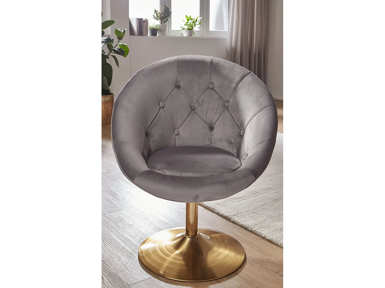 chaise chaise pivotante design velours gris / or |
