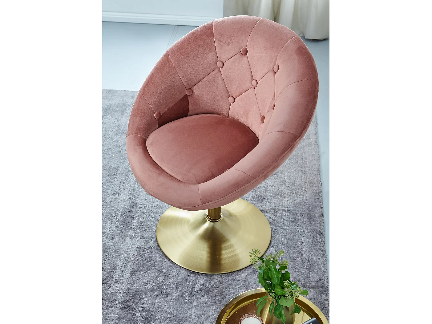Fauteuil de salon velours rose / or design, chaise