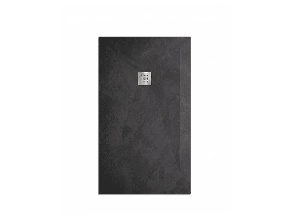Plato de ducha de resina SILEX espatulado negro  70x200 cm rejilla acero inox.