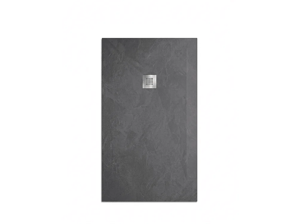 Plato de ducha de resina SILEX espatulado antracita  90x120 cm rejilla acero inox.