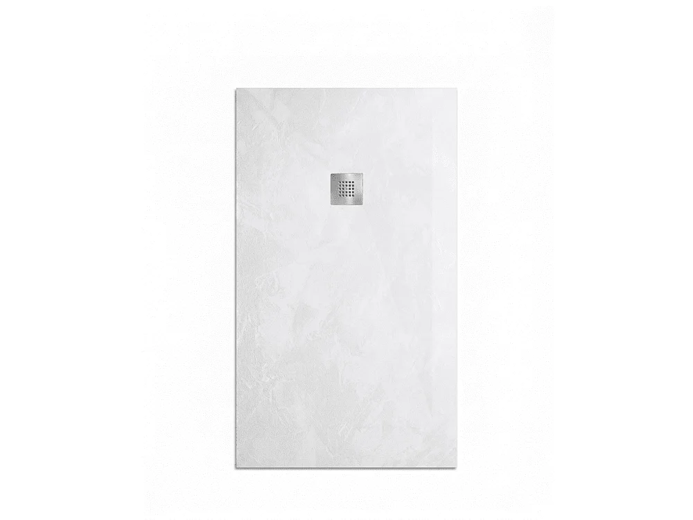Plato de ducha de resina SILEX espatulado blanco  90x200 cm rejilla acero inox.