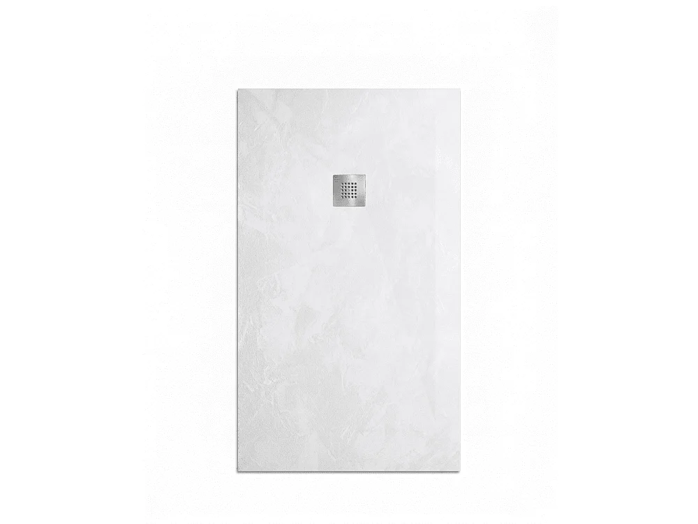 Plato de ducha de resina SILEX espatulado blanco  70x200 cm rejilla acero inox.