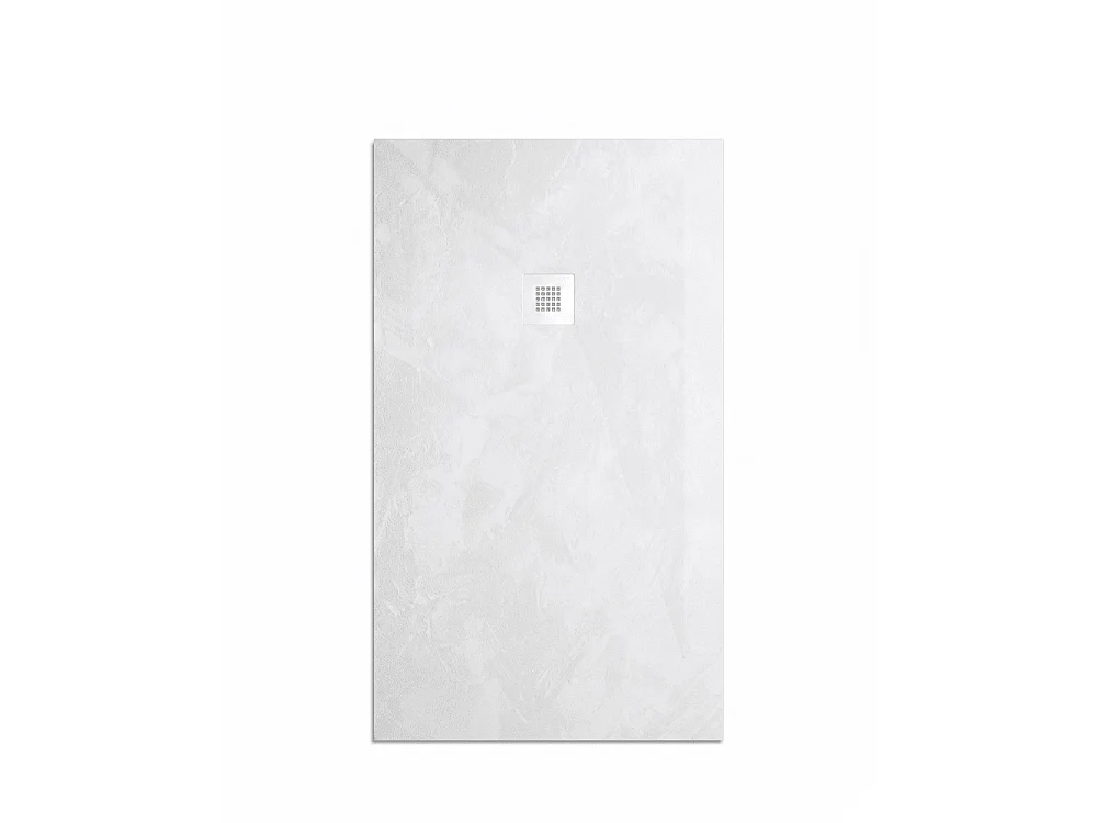 Plato de ducha de resina SILEX espatulado blanco  70x200 cm rejilla acero inox.