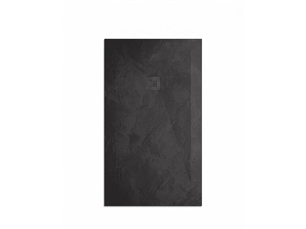 Plato de ducha de resina SILEX espatulado negro  90x160 cm rejilla color