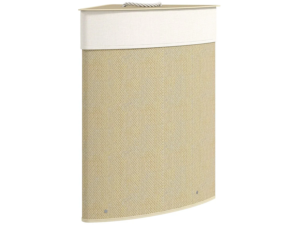 Cesto de ropa sucia Naro Homcom 55L con tapa y bolsa extraíble beige 60x35x35 cm