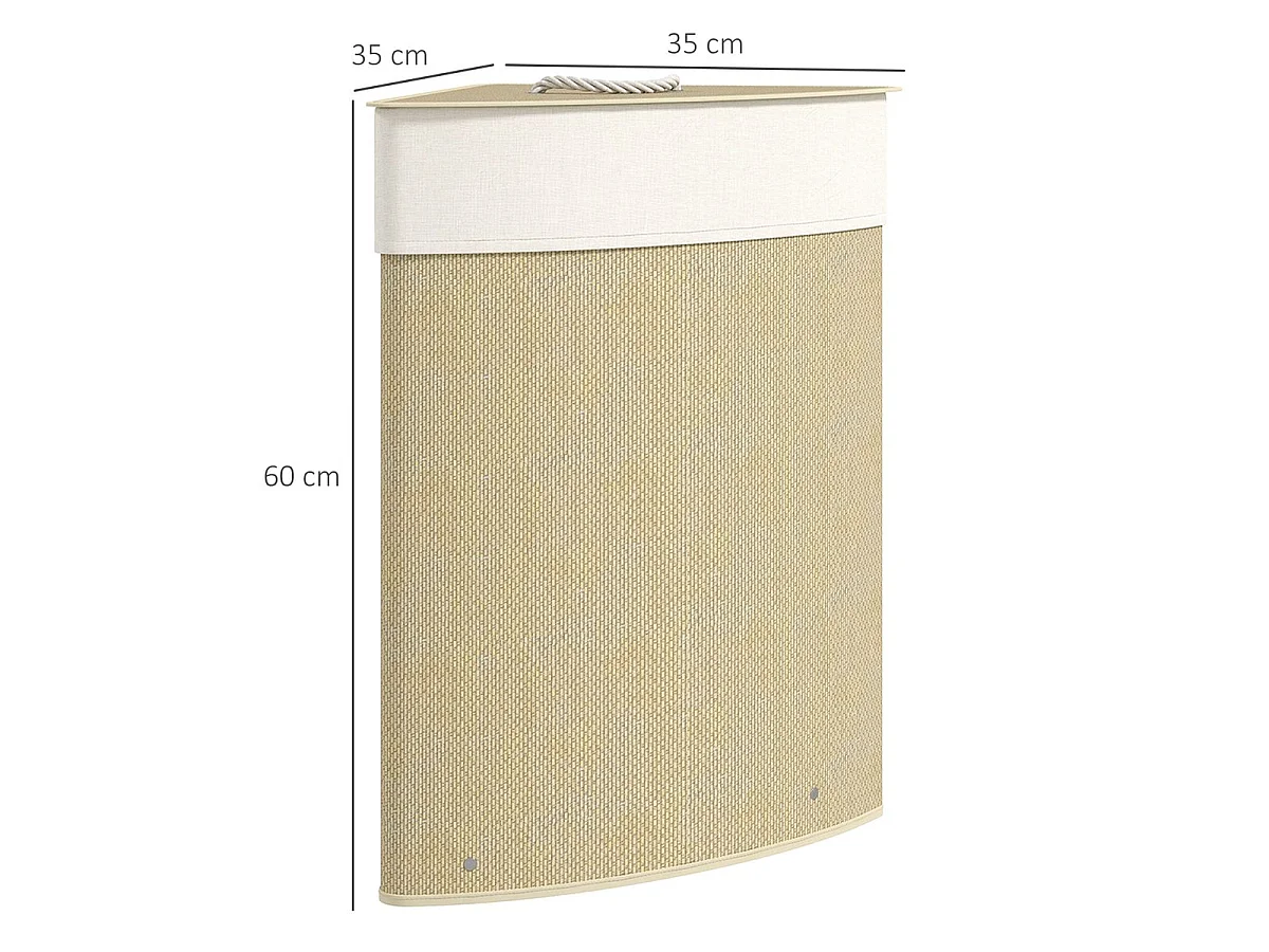 Cesto de ropa sucia Naro Homcom 55L con tapa y bolsa extraíble beige 60x35x35 cm