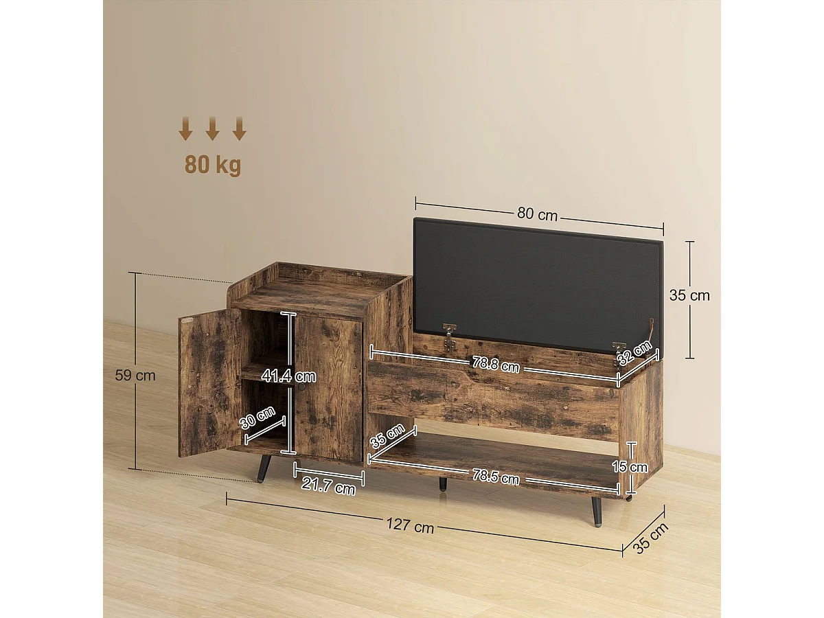 Banco zapatero Hana Homcom asiento acolchado con armario marrón 59x127x35 cm