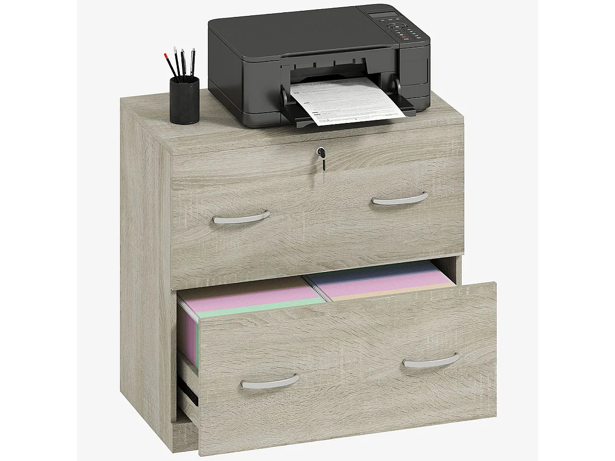 Cajonera de oficina Essence Vinsetto 2 cajones con cerradura natural 72x77x42 cm