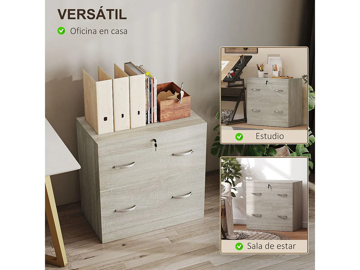 Cajonera de oficina Essence Vinsetto 2 cajones con cerradura natural 72x77x42 cm