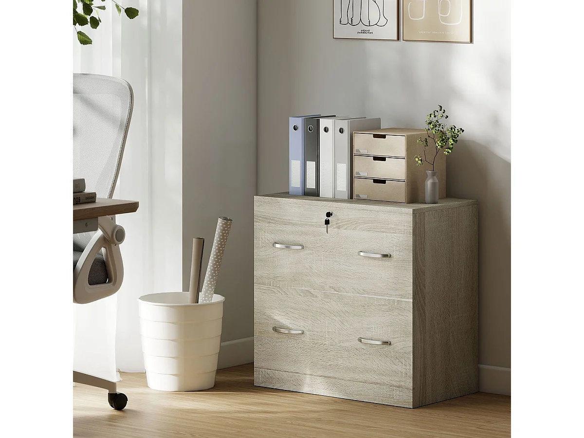Cajonera de oficina Essence Vinsetto 2 cajones con cerradura natural 72x77x42 cm